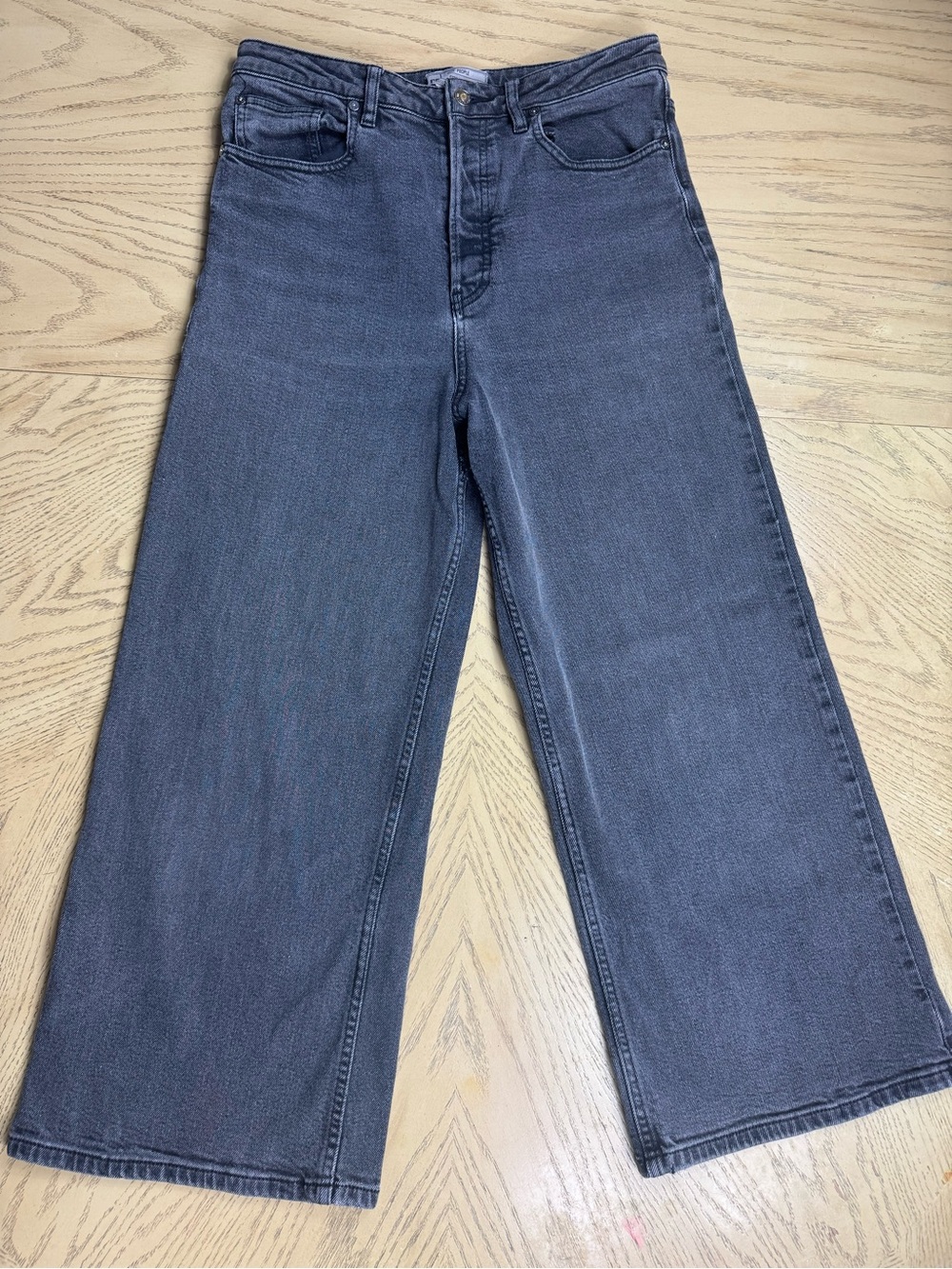 Free People High-Rise Wide Leg Jeans in Washed Black